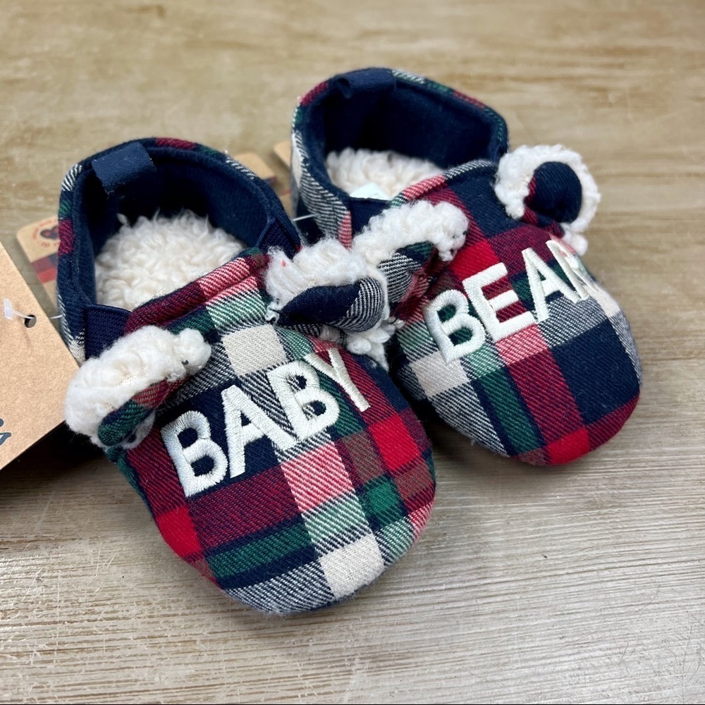 DearFoams Baby Bear Plaid Slippers Warm Cozy Sherpa Lining & Indoor/Outdoor Sole - Picture 5 of 11
